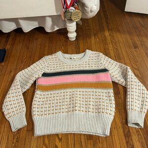 Madewell Women’s Gray and Orange Knit Striped Sweater SIZE XS perfect condition